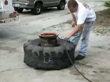 gonfler un pneu en brûlant